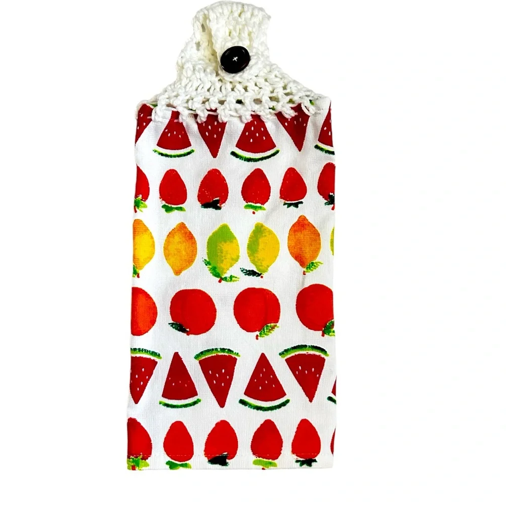 Hand Crafted Colorful Pink Watermelon Hanging Hand Towels Crochet Top